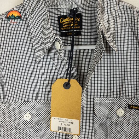 NWT Civilianaire Shirt Black Stripe Made In USA! Mens Size Slim Small - Picture 6 of 16